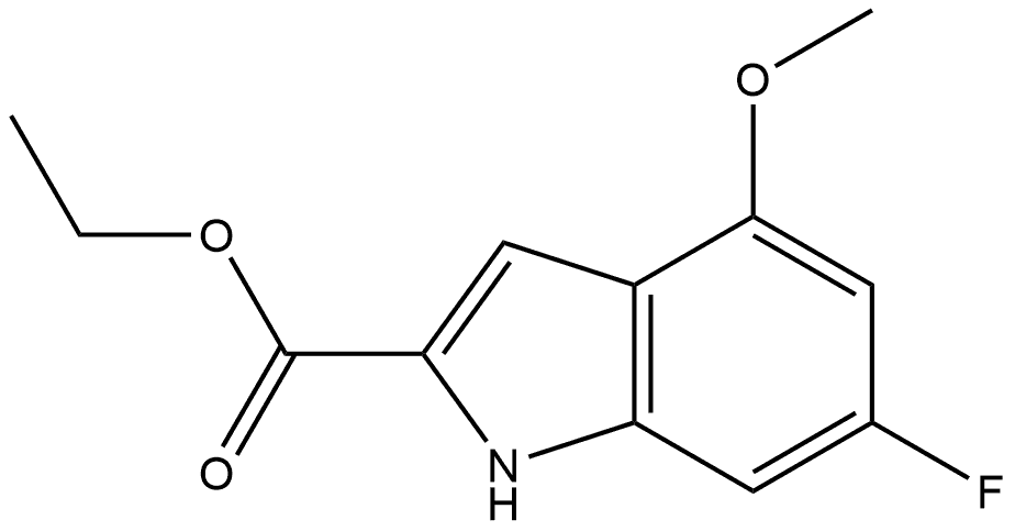 6-氟-4-甲氧基吲哚-2-甲酸乙酯 结构式
