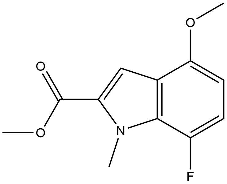 7-氟-4-甲氧基-1-甲基吲哚-2-甲酸甲酯 结构式