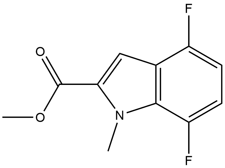 4,7-二氟-1-甲基吲哚-2-甲酸甲酯 结构式