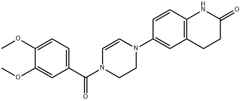 2(1H)-Quinolinone, 6-[4-(3,4-dimethoxybenzoyl)-3,4-dihydro-1(2H)-pyrazinyl]-3,4-dihydro- 结构式