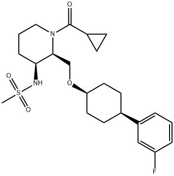 Methanesulfonamide, N-[(2R,3S)-1-(cyclopropylcarbonyl)-2-[[[cis-4-(3-fluorophenyl)cyclohexyl]oxy]methyl]-3-piperidinyl]- 结构式