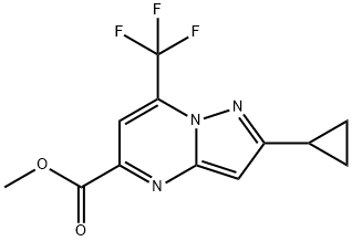 2-环丙基-7-(三氟甲基)吡唑并[1,5-A]嘧啶-5-甲酸甲酯 结构式