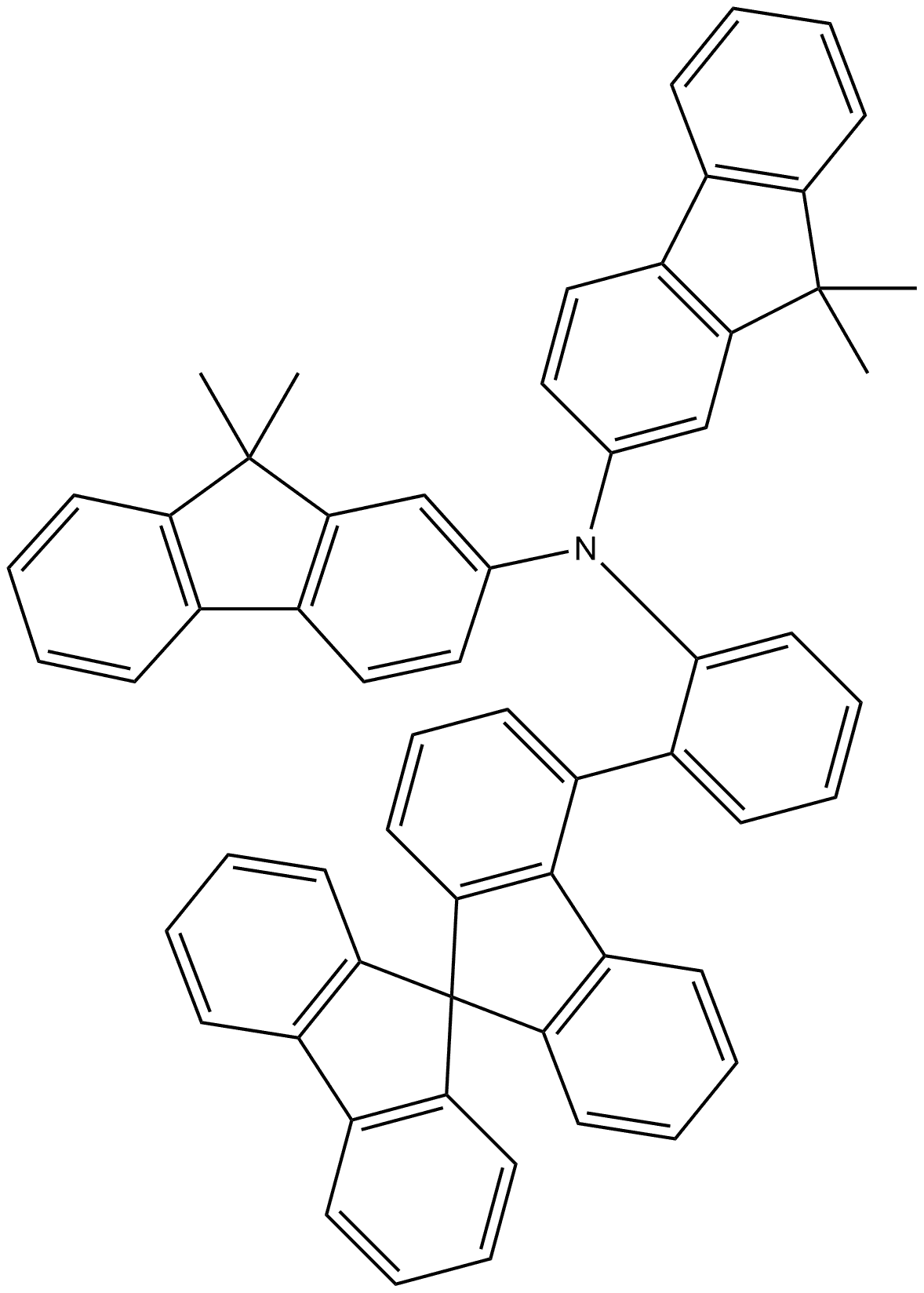 N-(9,9-二甲基-9H-芴-2-基)-9,9-二甲基-N-[2-(9,9′-螺并[9H-芴]-4-基)苯基]-9H-芴2-胺 结构式