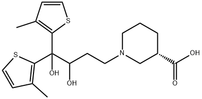 3-Piperidinecarboxylic acid, 1-[3,4-dihydroxy-4,4-bis(3-methyl-2-thienyl)butyl]-, (3S)- 结构式