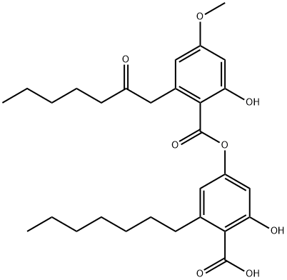 Benzoic acid, 2-heptyl-6-hydroxy-4-[[2-hydroxy-4-methoxy-6-(2-oxoheptyl)benzoyl]oxy]- 结构式