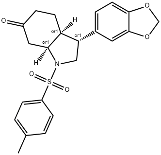 6H-Indol-6-one, 3-(1,3-benzodioxol-5-yl)octahydro-1-[(4-methylphenyl)sulfonyl]-, (3R,3aS,7aS)-rel- 结构式