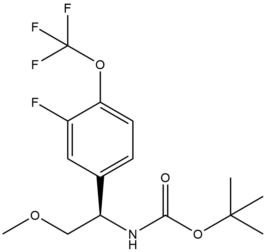 tert-butyl (R)-(1-(3-fluoro-4-(trifluoromethoxy)phenyl)-2-methoxyethyl)carbamate 结构式
