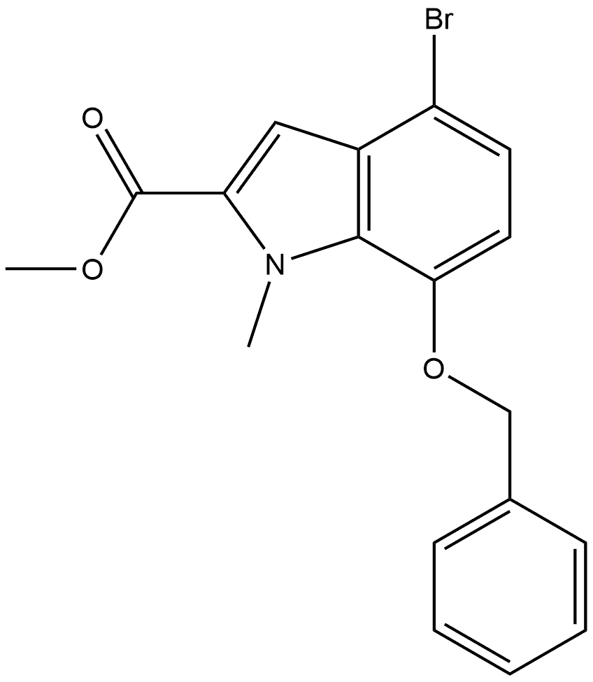 7-(苄氧基)-4-溴-1-甲基吲哚-2-甲酸甲酯 结构式
