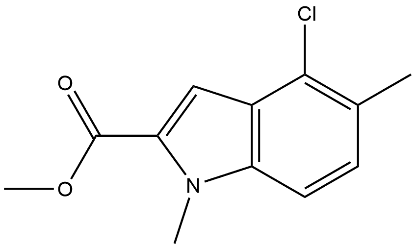 4-氯-1,5-二甲基吲哚-2-甲酸甲酯 结构式