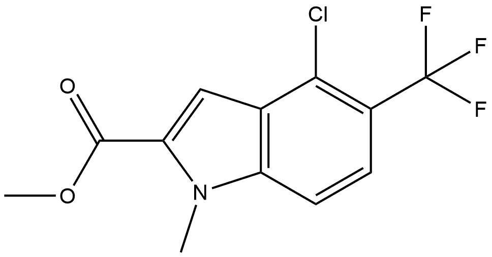 4-氯-1-甲基-5-(三氟甲基)吲哚-2-甲酸甲酯 结构式