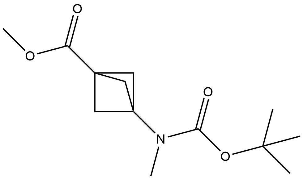 3-((叔丁氧基羰基)(甲基)氨基)双环[1.1.1]戊烷-1-羧酸甲酯 结构式