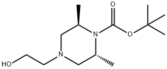 (2R,6R)-4-(2-羟乙基)-2,6-二甲基哌嗪-1-羧酸叔丁酯 结构式