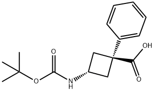 Cyclobutanecarboxylic acid, 3-[[(1,1-dimethylethoxy)carbonyl]amino]-1-phenyl-,t… 结构式