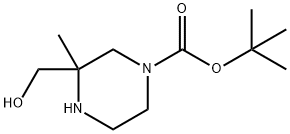 3-(羟甲基)-3-甲基哌嗪-1-羧酸叔丁酯 结构式