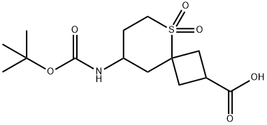 8-{[(TERT-BUTOXY)CARBONYL]AMINO-}-5,5-DIYLOXY-6-噻SPIRO[3.5]NONANE-2-CARBOXYLIC ACID 结构式