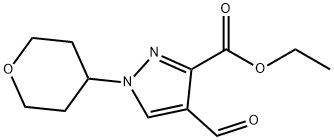 4-甲酰基-1-(四氢2H-吡喃-4-基)-1H-吡唑-3-羧酸乙酯 结构式