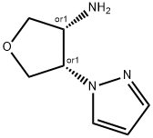 rac-(3R,4S)-4-(1H-pyrazol-1-yl)oxolan-3-amine, cis 结构式