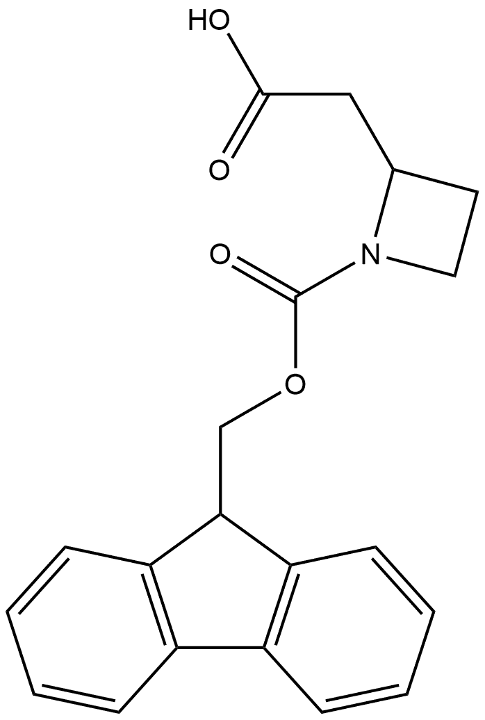 2-Carboxymethyl-azetidine-1-carboxylic acid 9H-fluoren-9-ylmethyl ester 结构式