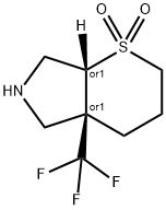 REL-(4AR,7AR)-4A-(三氟甲基)八氢噻吩并[2,3-C]吡咯1,1-二氧化物 结构式