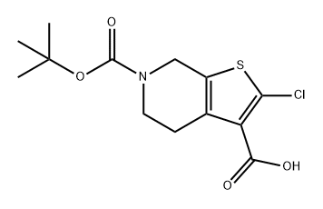 6-(叔丁氧羰基)-2-氯-4,5,6,7-四氢噻吩并[2,3-C]吡啶-3-羧酸 结构式