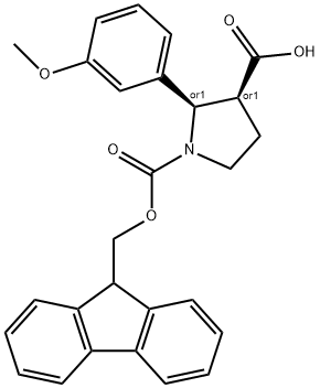 RAC-(2R,3S)-1-{[(9H-FLUOREN-9-YL)METHOXY]CARBONYL}-2-(3-METHOXYPHENYL)PYRROLIDINE-3-CARBOXYLIC ACID 结构式