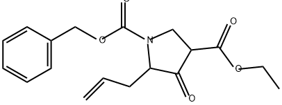 1,3-Pyrrolidinedicarboxylic acid, 4-oxo-5-(2-propen-1-yl)-, 3-ethyl 1-(phenylmethyl) ester 结构式