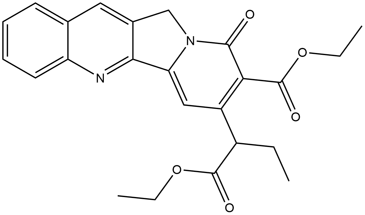 Indolizino[1,2-b]quinoline-7-acetic acid, 8-(ethoxycarbonyl)-α-ethyl-9,11-dihydro-9-oxo-, ethyl ester 结构式