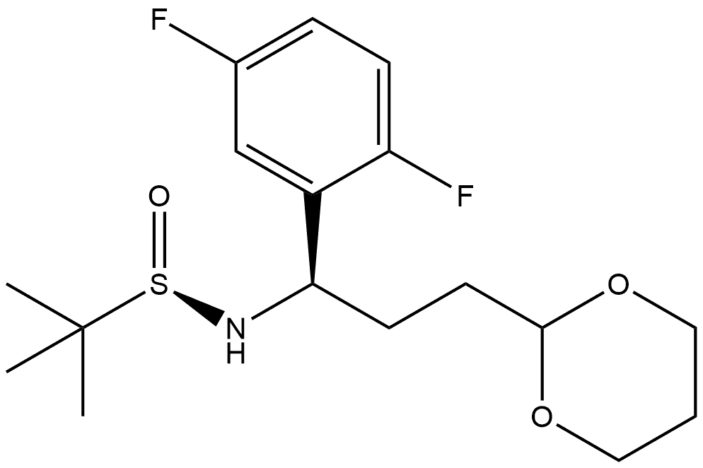 2-Propanesulfinamide, N-[(1R)-1-(2,5-difluorophenyl)-3-(1,3-dioxan-2-yl)propyl]-2-methyl-, [S(R)]- 结构式