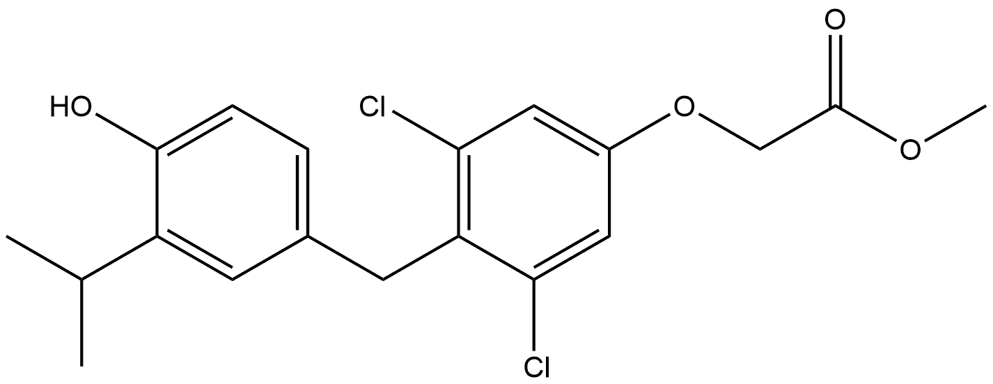 2-(3,5-二氯-4-(4-羟基-3-异丙基苄基)苯氧基)乙酸甲酯 结构式