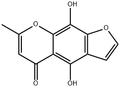 4,9-Dihydroxy-7-methyl-5H-furo[3,2-g]chromen-5-one 结构式