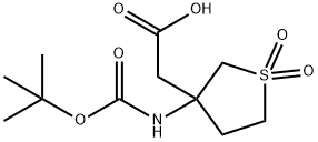 2-(3-((叔丁氧基羰基)氨基)-1,1-二氧化四巯基-3-基)乙酸 结构式
