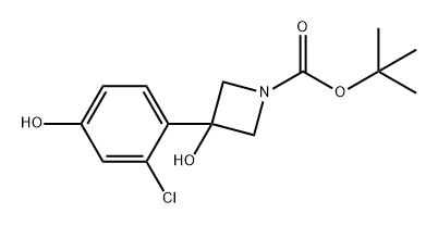 1-Azetidinecarboxylic acid, 3-(2-chloro-4-hydroxyphenyl)-3-hydroxy-, 1,1-dimethylethyl ester 结构式
