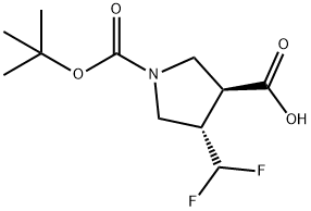 (3S,4S)-1-(叔丁氧基羰基)-4-(二氟甲基)吡咯烷-3-甲酸 结构式