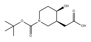 3-Piperidineacetic acid, 1-[(1,1-dimethylethoxy)carbonyl]-4-hydroxy-, (3S,4R)- 结构式