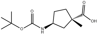 (1S,3S)-3-((叔丁氧基羰基)氨基)-1-甲基环戊烷-1-羧酸 结构式