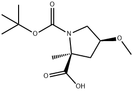 1,2-Pyrrolidinedicarboxylic acid, 4-methoxy-2-methyl-, 1-(1,1-dimethylethyl) ester, (2S,4S)- 结构式