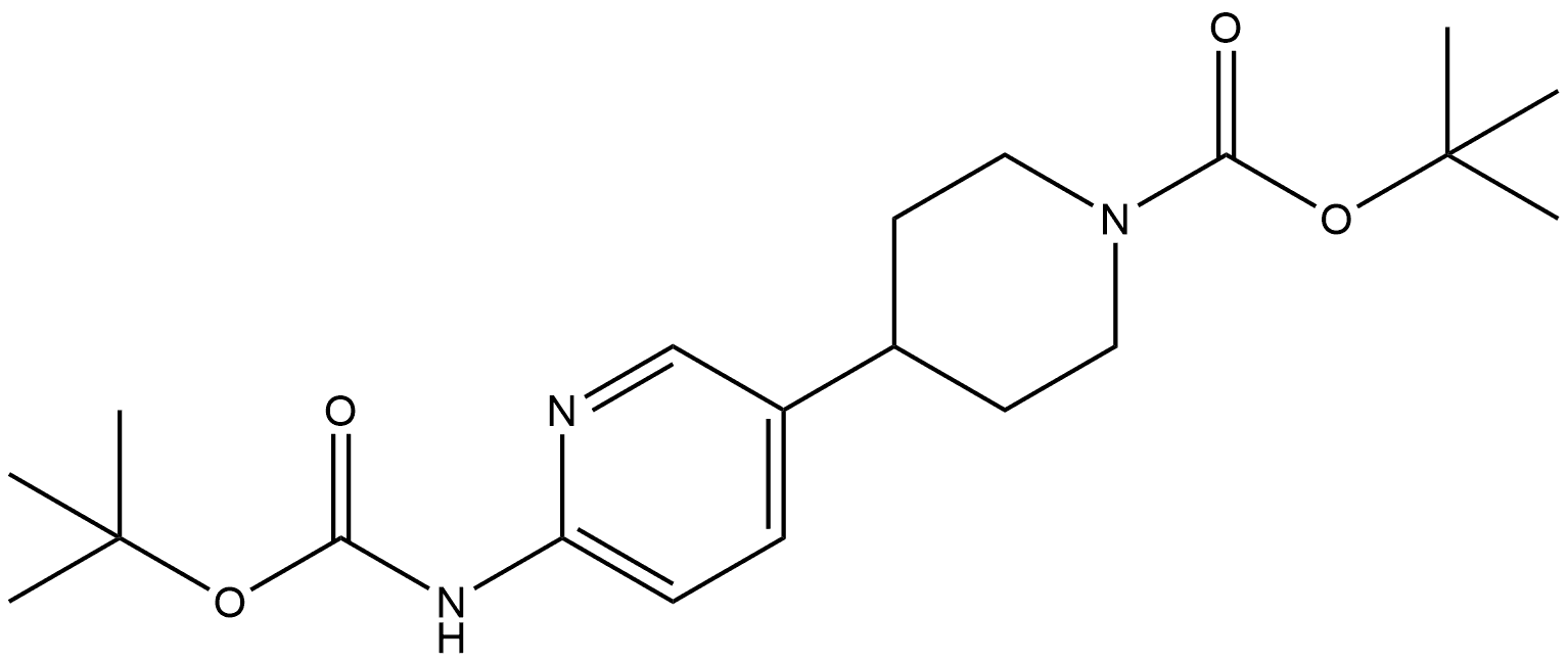 tert-butyl 4-(6-((tert-butoxycarbonyl)amino)pyridin-3-yl)piperidine-1-carboxylate 结构式