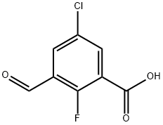 5-氯-2-氟-3-甲酰基苯甲酸 结构式