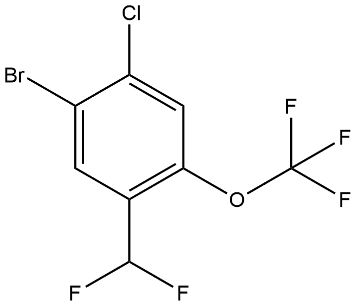 1-Bromo-2-chloro-5-(difluoromethyl)-4-(trifluoromethoxy)benzene 结构式