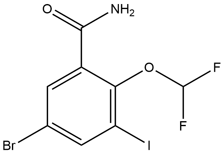 5-Bromo-2-(difluoromethoxy)-3-iodobenzamide 结构式