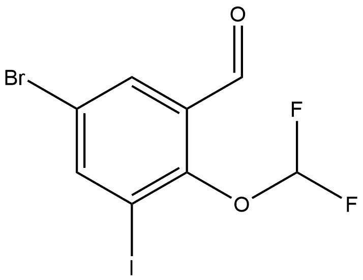 5-Bromo-2-(difluoromethoxy)-3-iodobenzaldehyde 结构式