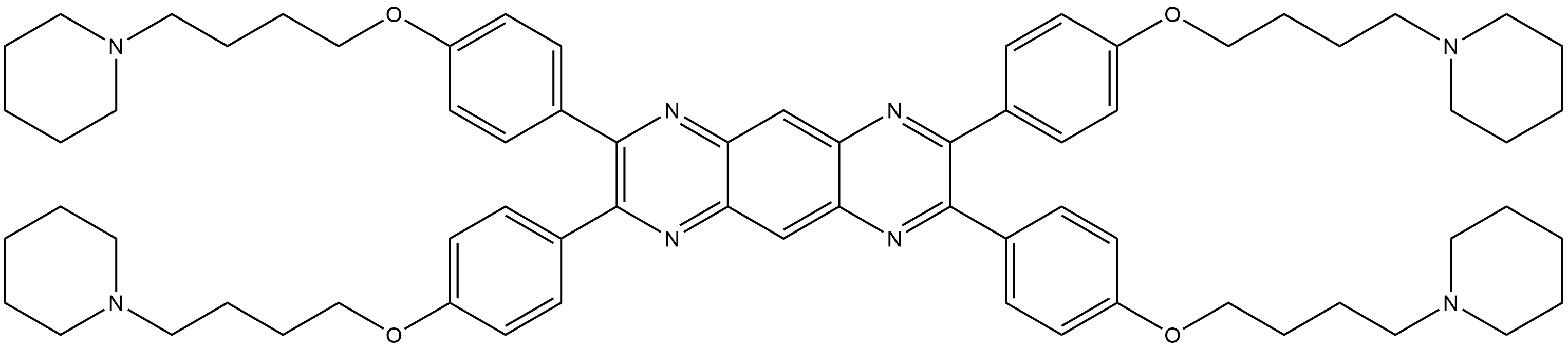 2,3,7,8-四(4-(4-(哌啶-1-基)丁氧基)苯基)吡嗪并[2,3-G]喹喔啉 结构式