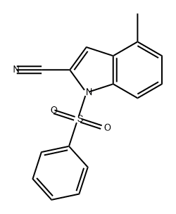 4-甲基-1-(苯基磺酰基)-1H-吲哚-2-甲腈 结构式