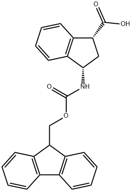 1H-Indene-1-carboxylic acid, 3-[[(9H-fluoren-9-ylmethoxy)carbonyl]amino]-2,3-dihydro-, (1R,3S)- 结构式