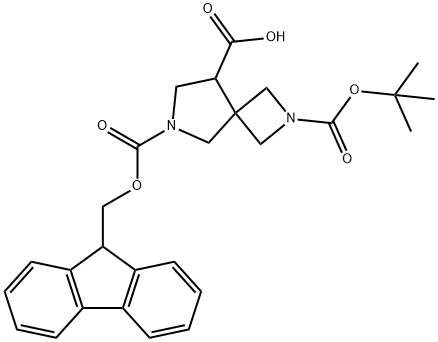 2-[(tert-butoxy)carbonyl]-6-{[(9H-fluoren-9-yl)meth oxy]carbonyl}-2,6-diazaspiro[3.4]octane-8-carbox ylic acid 结构式