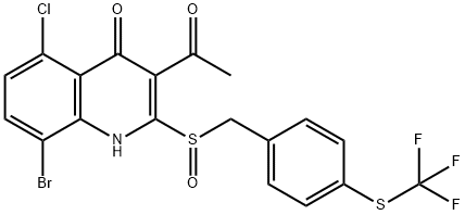4(1H)-Quinolinone, 3-acetyl-8-bromo-5-chloro-2-[[[4-[(trifluoromethyl)thio]phenyl]methyl]sulfinyl]- 结构式