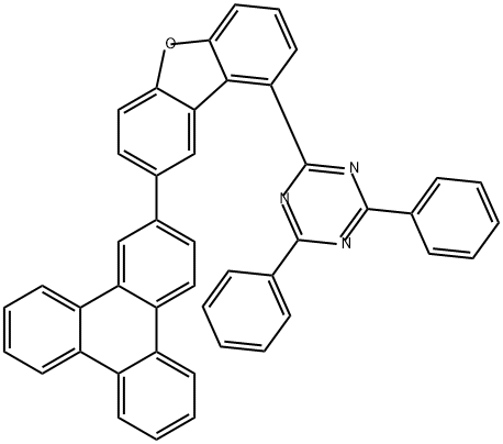 1,3,5-Triazine, 2,4-diphenyl-6-[8-(2-triphenylenyl)-1-dibenzofuranyl]- 结构式