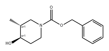 REL-(3S,4S)-4-羟基-3-甲基哌啶-1-羧酸苄酯 结构式