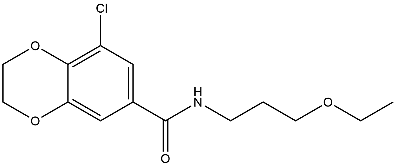 8-Chloro-N-(3-ethoxypropyl)-2,3-dihydro-1,4-benzodioxin-6-carboxamide 结构式