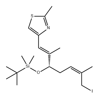 Thiazole, 4-[(1E,3S,5Z)-3-[[(1,1-dimethylethyl)dimethylsilyl]oxy]-7-iodo-2,6-dimethyl-1,5-heptadien-1-yl]-2-methyl- 结构式